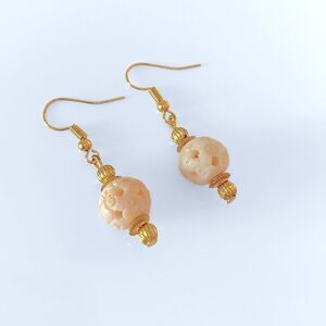 Vintage Carved Bone Bead Earrings